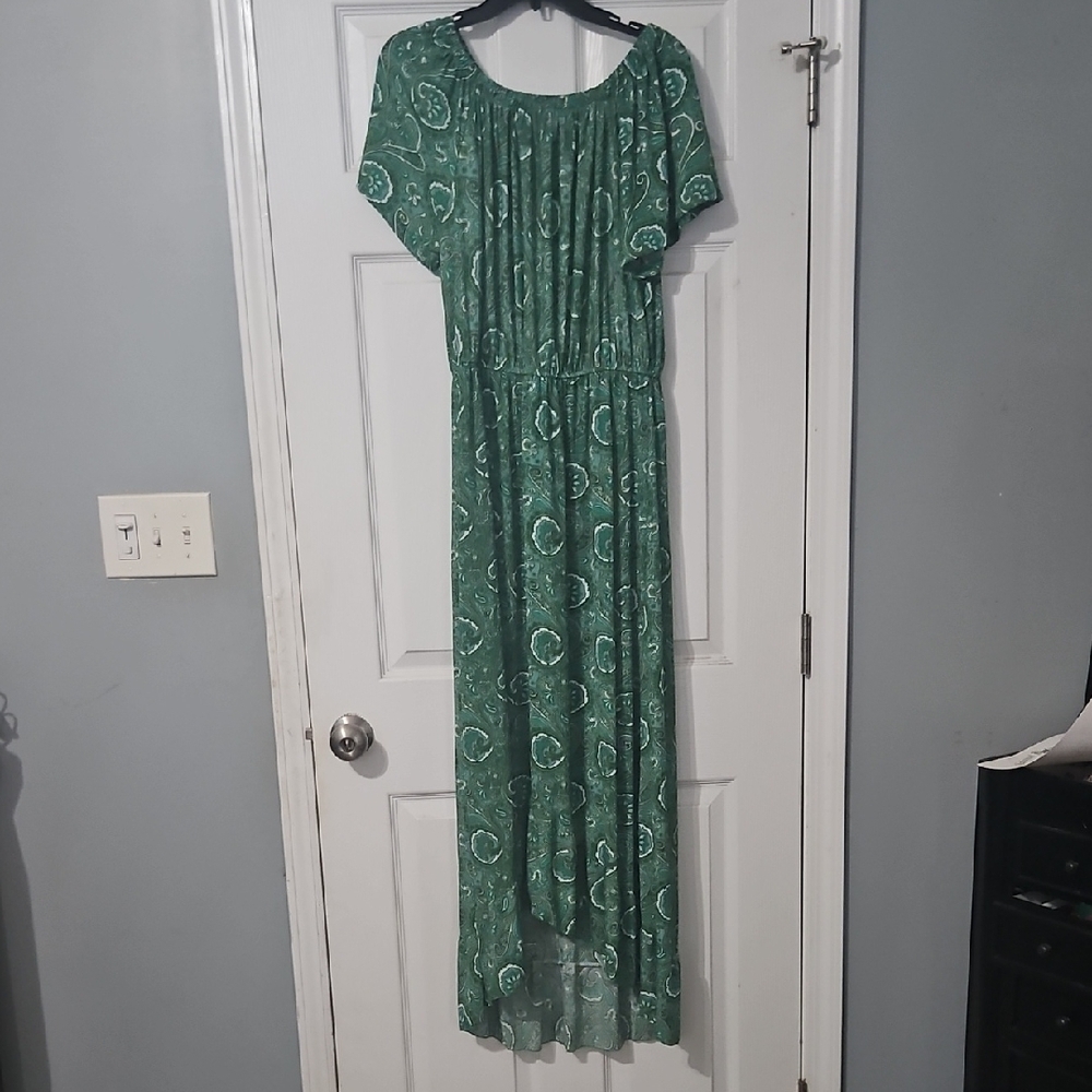 Green Sequin Embellished High Low Sundress